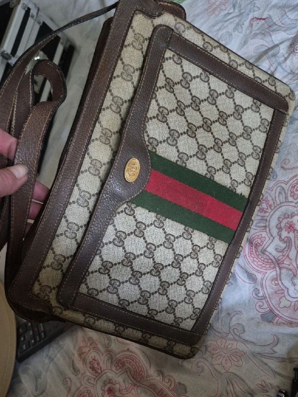 ✨ Vintage Gucci ✨ Iconic GG Monogram Web Stripe Shoulder BagRare Vintage Gucci G
